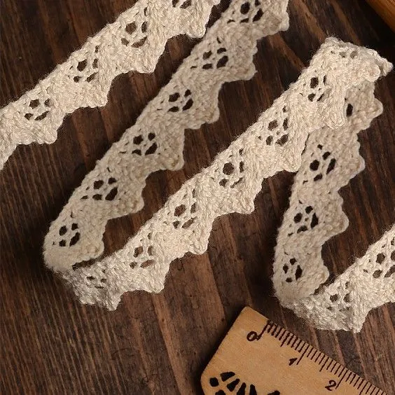 Кружево вязаное шир.15мм 1метр цв.01 натуральный TBY.5604 для кукол