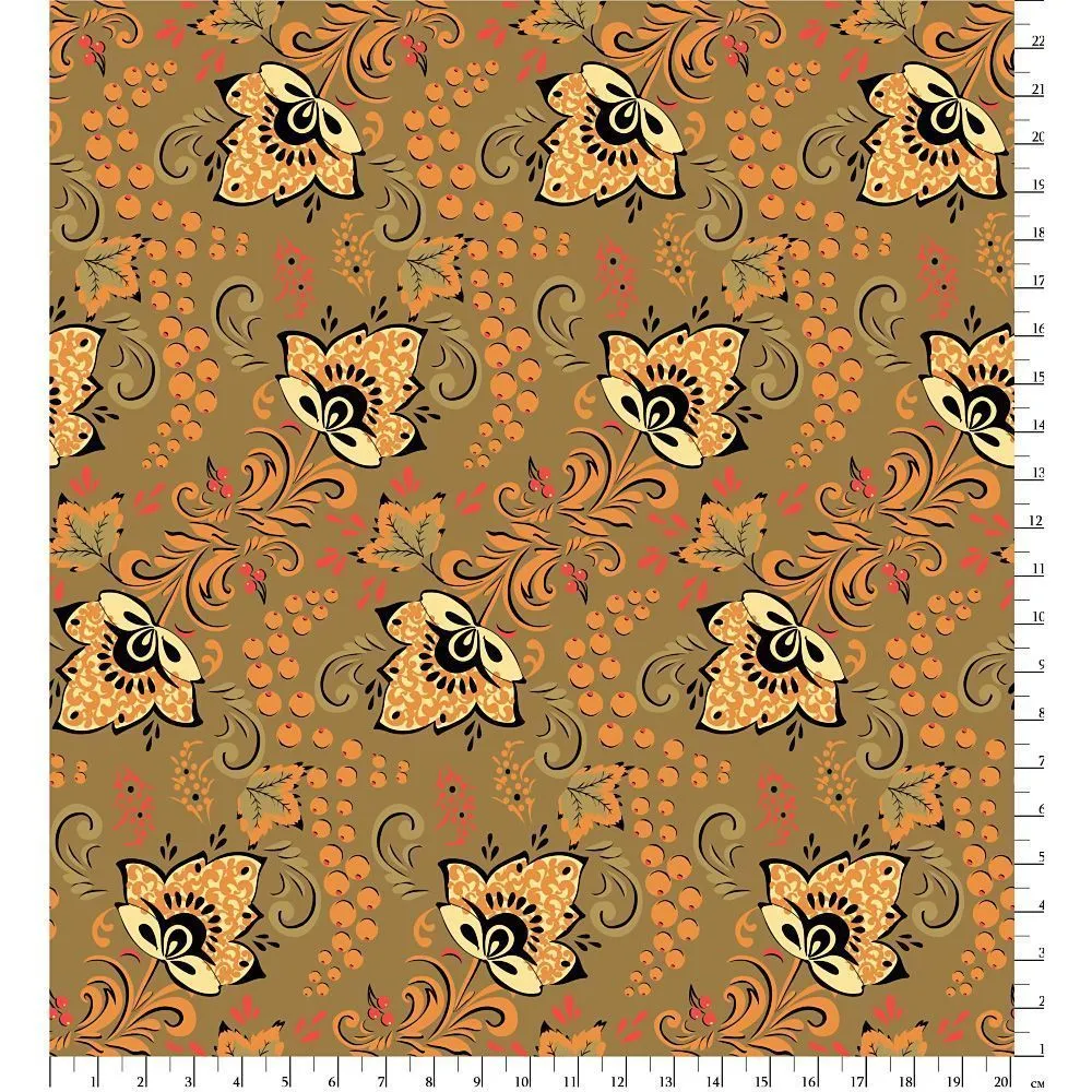 Ткань хлопковая PEPPY РУССКИЕ ТРАДИЦИИ 50*55см цв.РТ-13 зеленый для кукол | 3