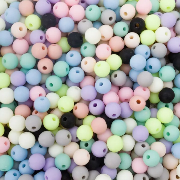 Бусины пластиковые матовые, круглые d-6мм, 50гр. цв.микс 7748416 для кукол