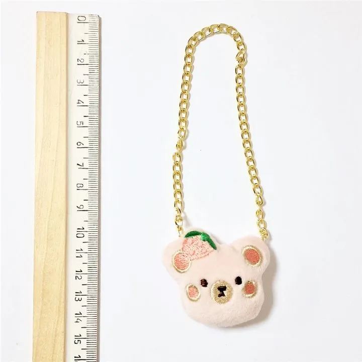 Сумка велюр Мишка на цепочке цв.розовый 4*5см С-97 для кукол