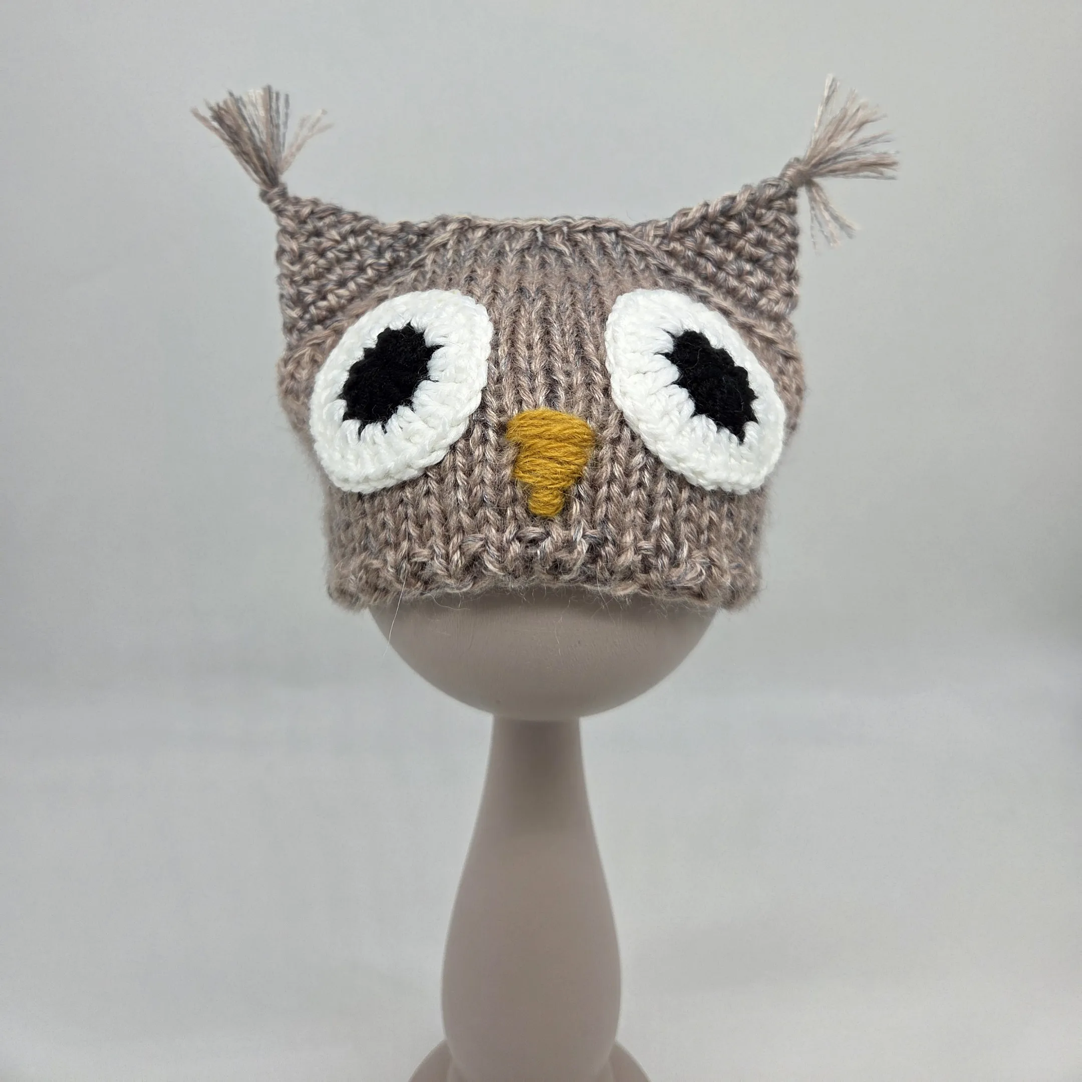 Шапочка-Сова ША-24 цв.какао меланж (01), обхват 27см для кукол | 1