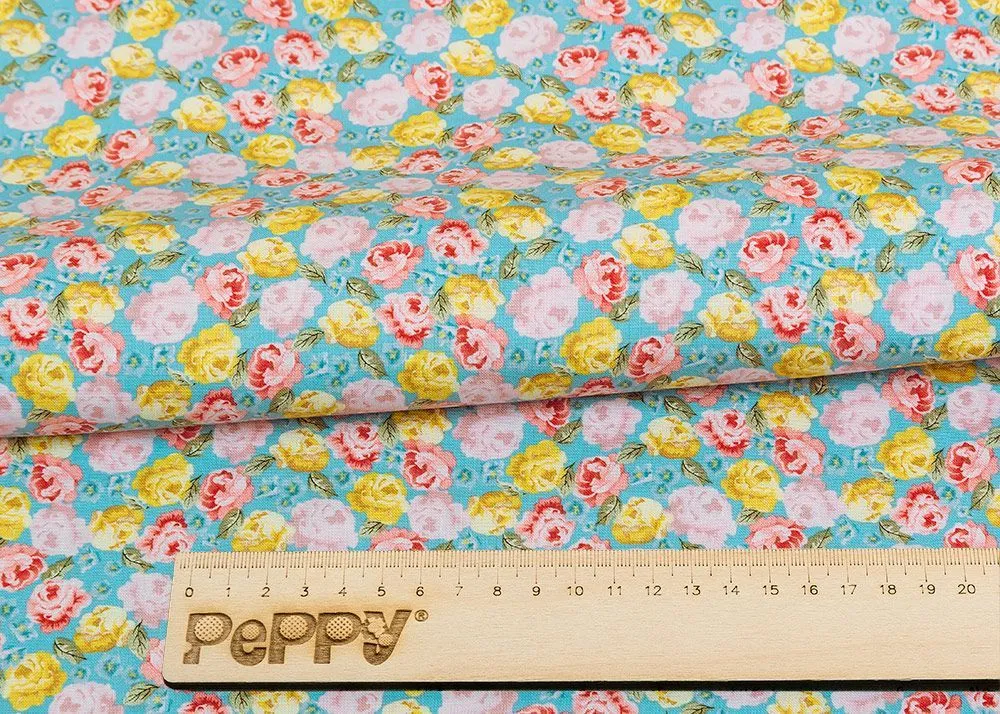 Ткань хлопковая PEPPY ВЕРСАЛЬСКИЕ САДЫ 50*55см цв.ВС-17 голубой для кукол | 1
