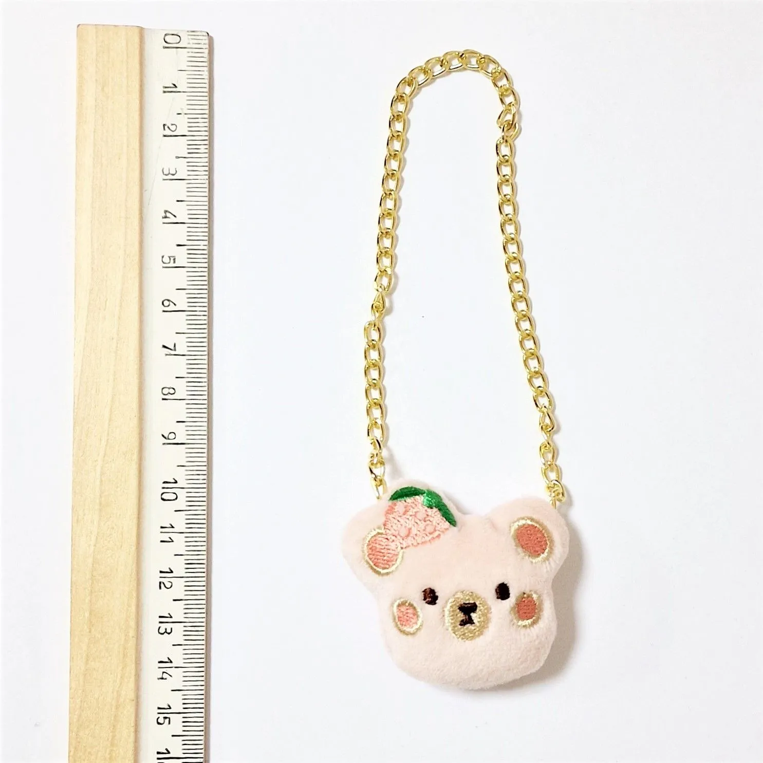 Сумка велюр Мишка на цепочке цв.розовый 4*5см С-97 для кукол | 1