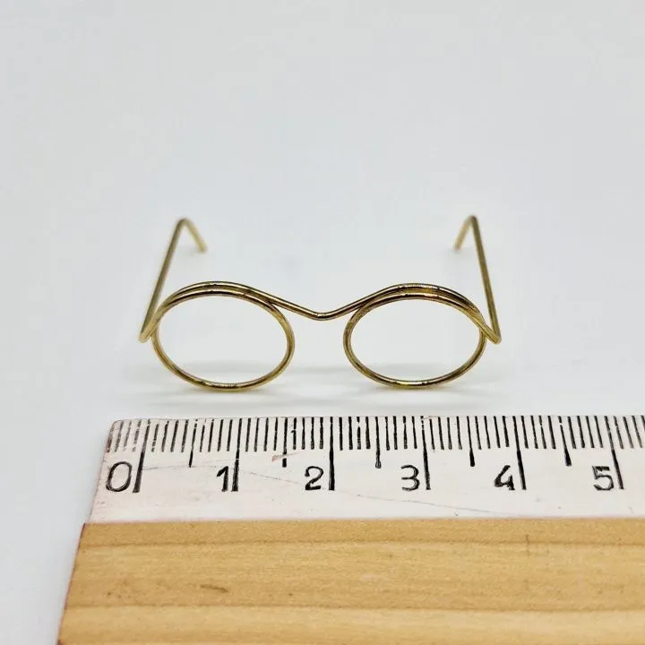 Очки проволочные металл круглые 4см цв.золото 248-01 для кукол