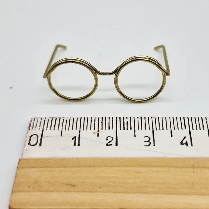 Очки проволочные металл круглые 3,5см цв.золото 249-01 для кукол