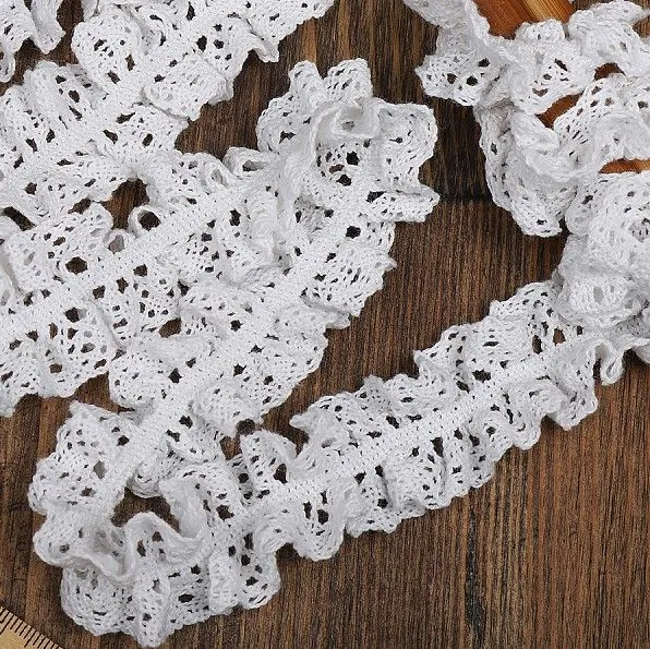 Кружево вязаное на резинке шир.30мм 1метр цв.белый (02) TBY-5815.02 для кукол