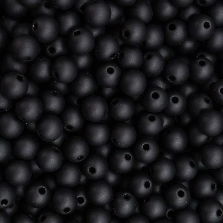 Бусины пластиковые матовые, круглые d-6мм, 50гр. цв.чёрный 7748415 для кукол