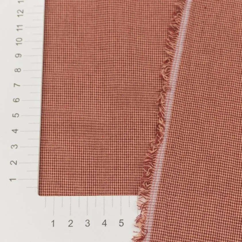 Варёный (стираный) хлопок Микроклетка цв.бордовый/бежевый 50*50см 28075 для кукол | 1