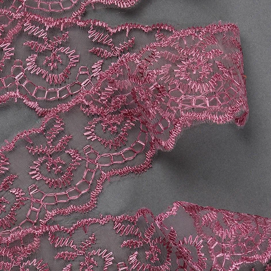 Кружево капрон TBS.30010 шир.45мм цв.170 т.розовый для кукол | 2