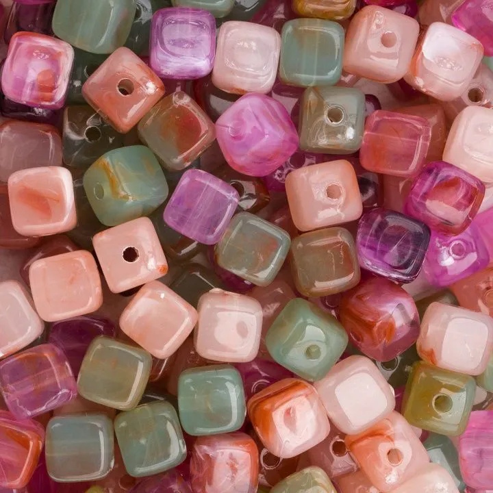 Бусины пластиковые прозрачные, куб 6,5*6,6мм, 50гр. цв.00007 кварцевый микс 7748713 для кукол