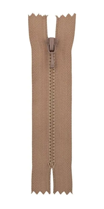 Молния-мини Трактор пластик 8см НЕразъёмная цв.св.коричневый (№286) ZipD 3Т для кукол