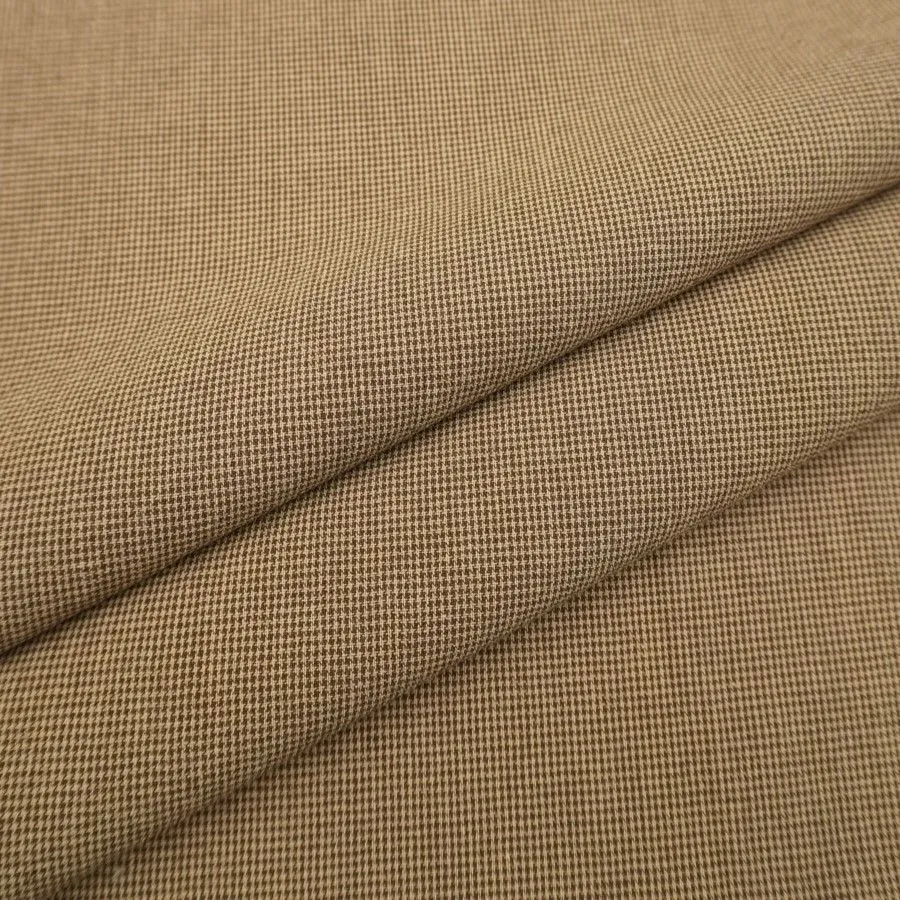 Варёный (стираный) хлопок Микроклетка цв.коричневый/бежевый 50*50см 28129 для кукол | 2