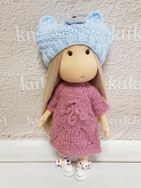 Шапочка-мишка Ш-42 цв.голубой 25см для кукол