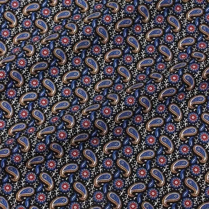 Ткань хлопковая Восточный синий огурец цв.чёрный 50*50см 28080 для кукол