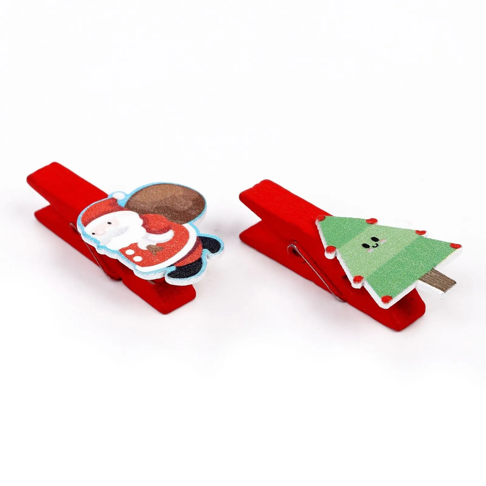 Прищепки новогодние "Дед мороз и ёлки" набор 10шт. 4*2см 4464729 для кукол | 2