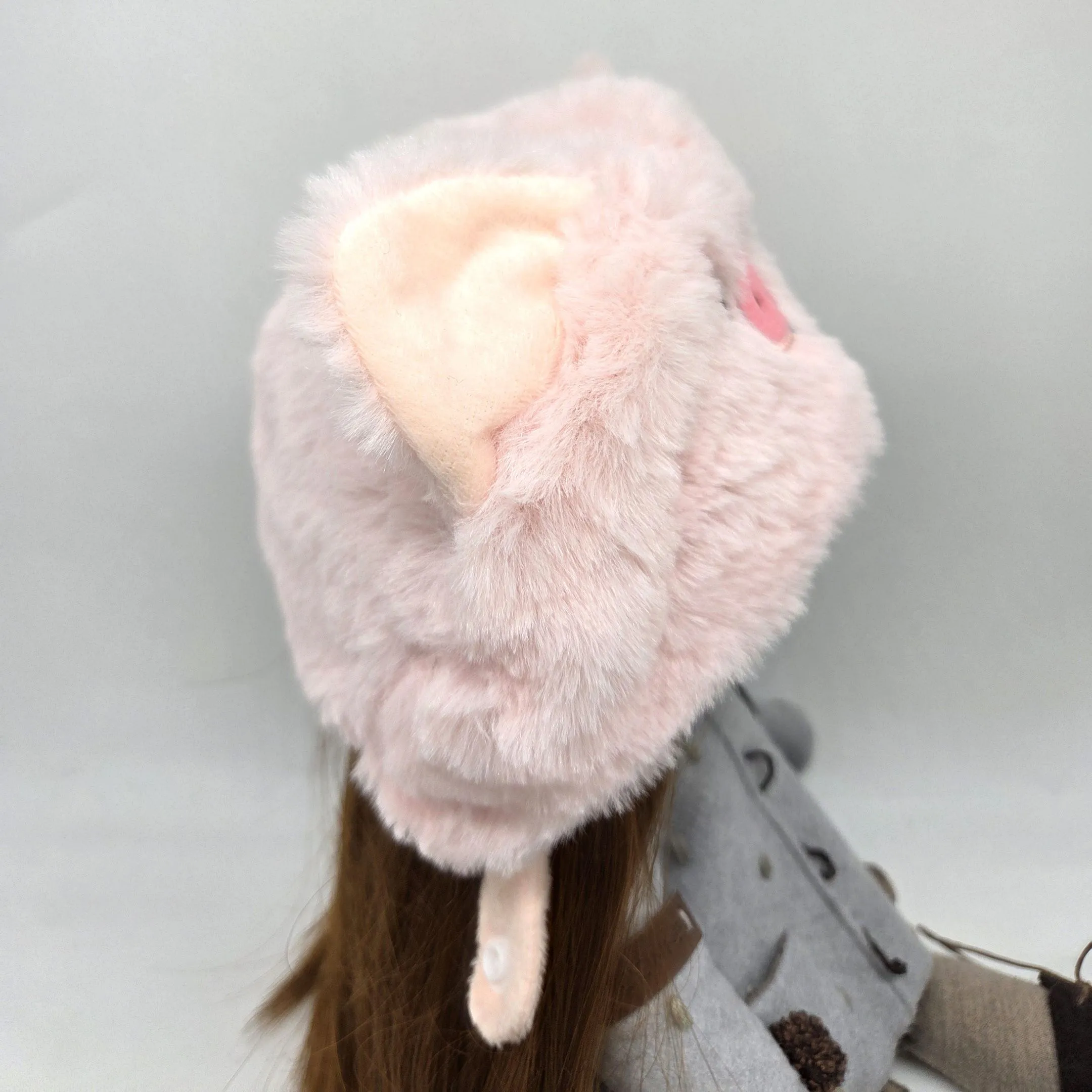 Шапочка плюшевая для кукол Поросёнок обхват 32см 280-03 для кукол | 2