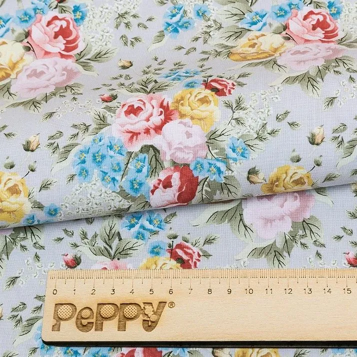 Ткань хлопковая PEPPY ВЕРСАЛЬСКИЕ САДЫ 50*55см цв.серый ВС-07 для кукол | 1
