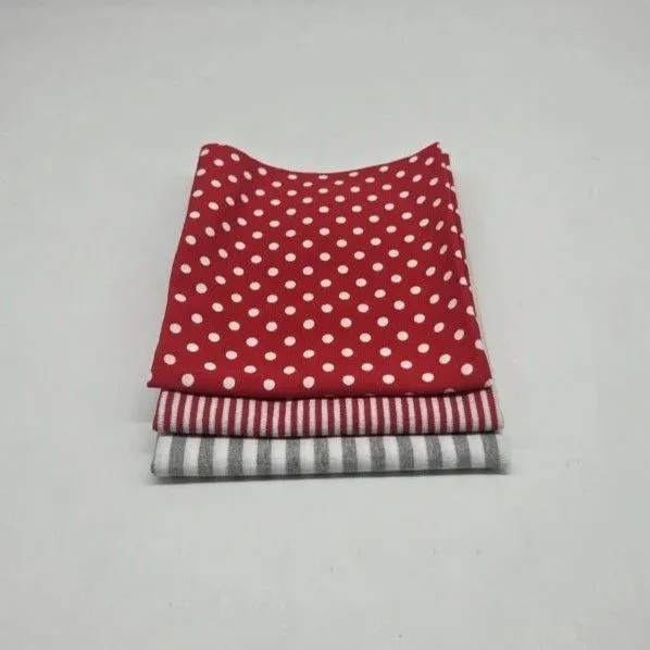 Набор Трикотаж Полоска/Горох (3 шт.) цв.красный/серый 30*40см 28086 для кукол | 3