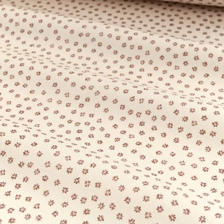Ткань хлопковая Цветочки коричневые 50*50см цв.кремовый 28124 для кукол