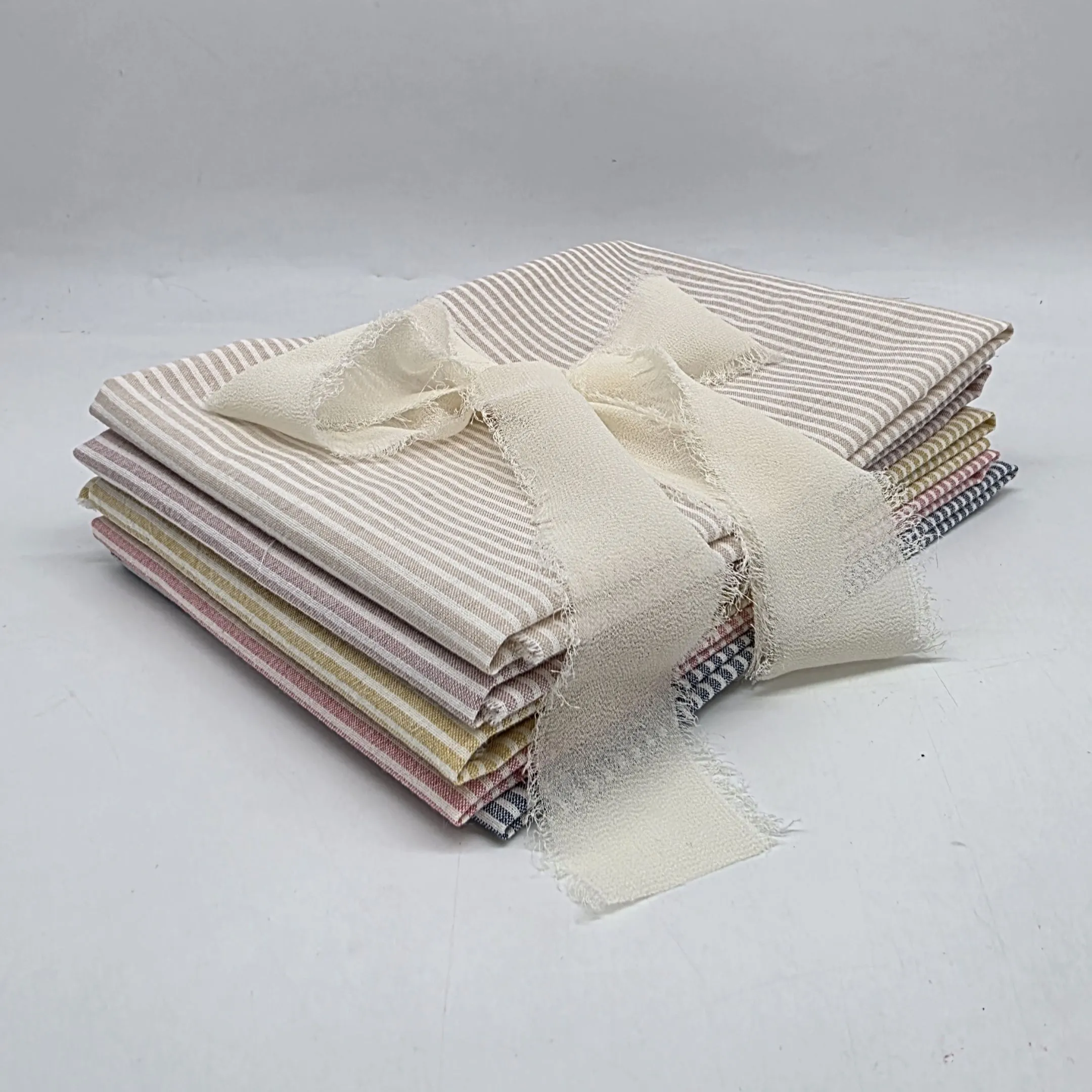 Набор ткани Варёный (стираный) хлопок Полоска (5 шт.) 28059 для кукол | 1