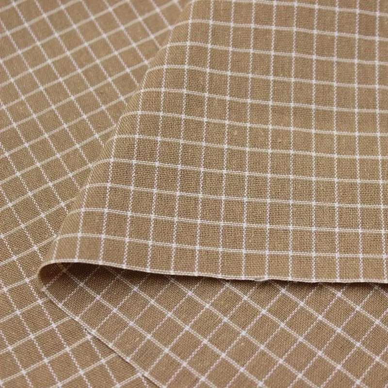 Ткань хлопковая (Пестрядь) Клетка средняя цв.тёмно-телесный 94*60см 27780 для кукол | 1