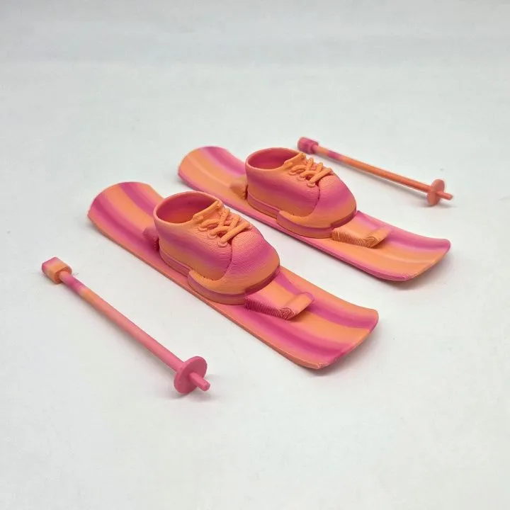 Лыжи с палками и ботинками для кукол (Лабубу 17см) цв.розовый микс (06) 282 для кукол