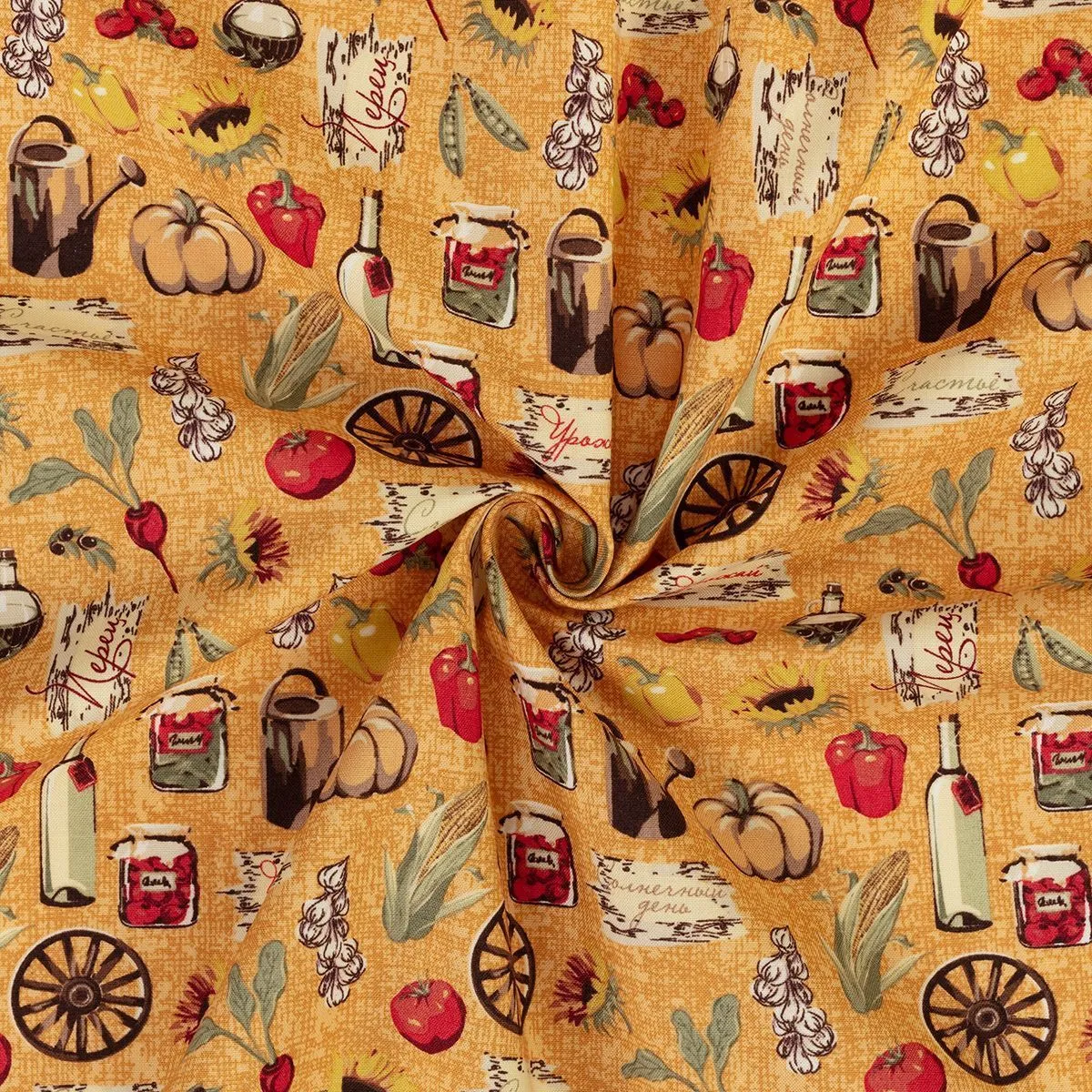 Ткань хлопковая PEPPY УДАЧНЫЙ УРОЖАЙ 50*55см цв.УУ-03 оранжевый для кукол | 3