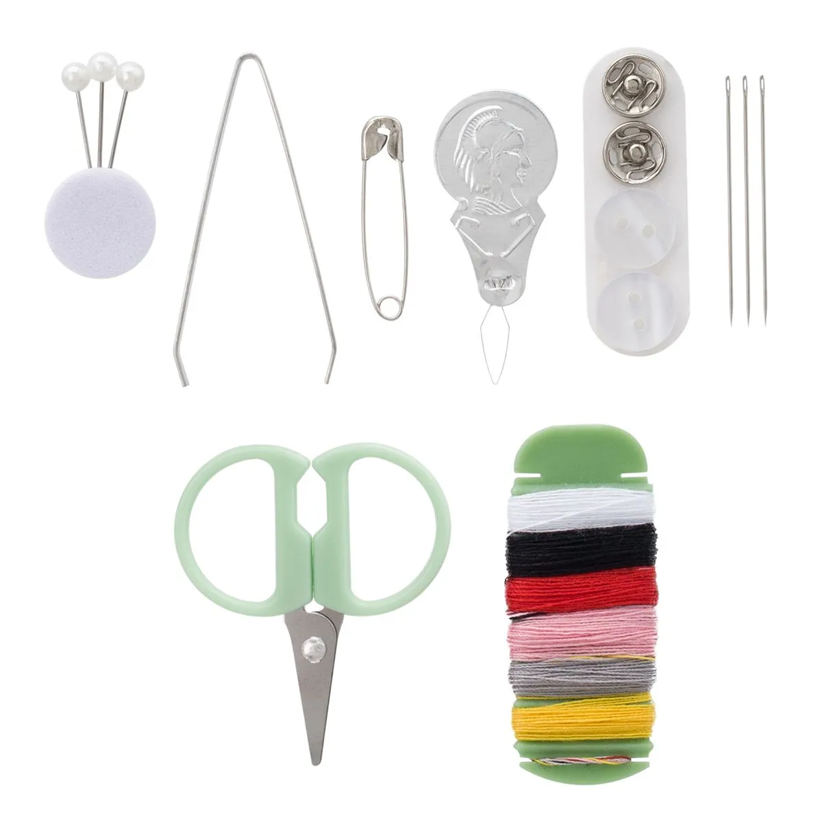 Набор для шитья швейный дорожный 6,5*6,5*1,6см цв.зеленый 7748599 для кукол | 1
