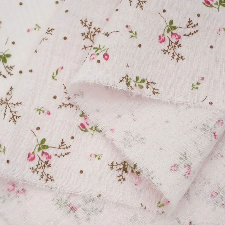 Муслин двухслойный Нежные бутончики цв.нежно-розовый 47*50см 27434 для кукол | 1