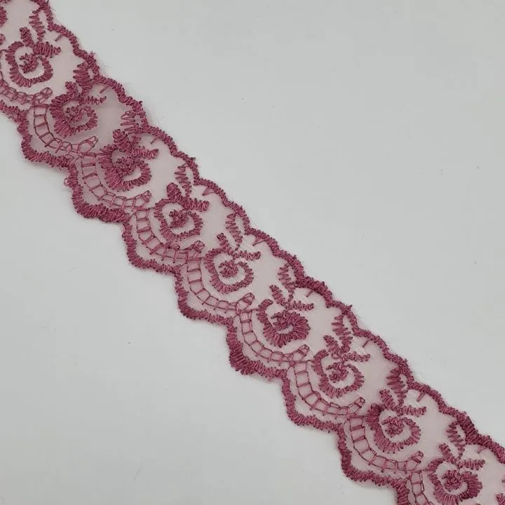 Кружево капрон TBS.30010 шир.45мм цв.170 т.розовый для кукол