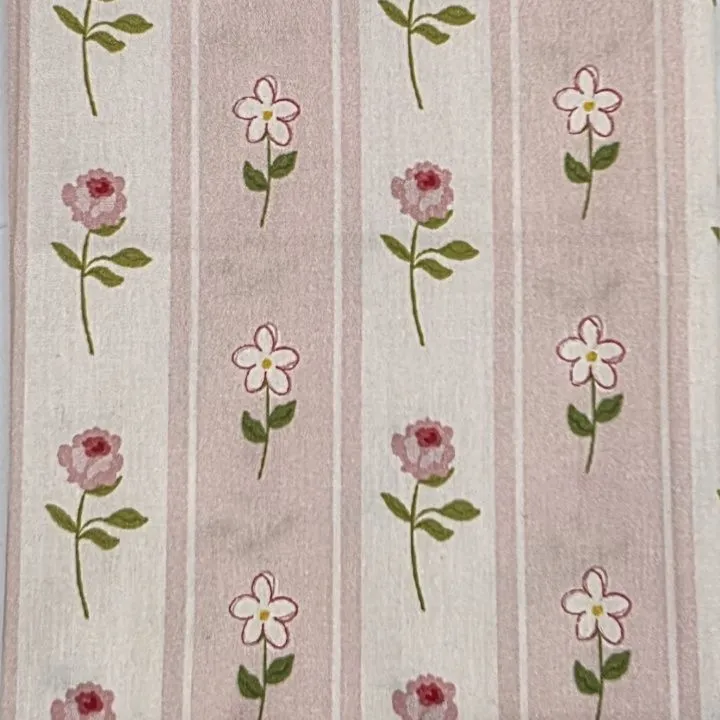 Ткань хлопковая Полоска Розочки-цветочки цв.персиковый/розовый 50*48см 28083 для кукол