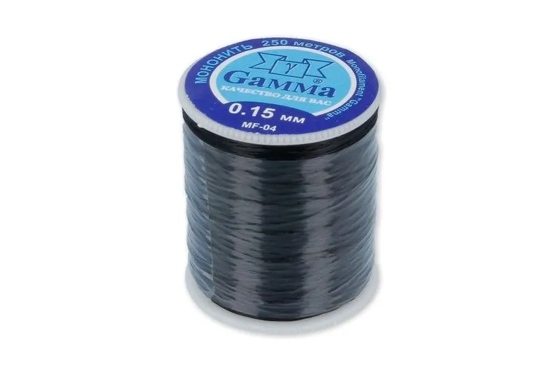 Мононить Gamma MF-04 0,15мм 250м 100% нейлон цв.черный для кукол