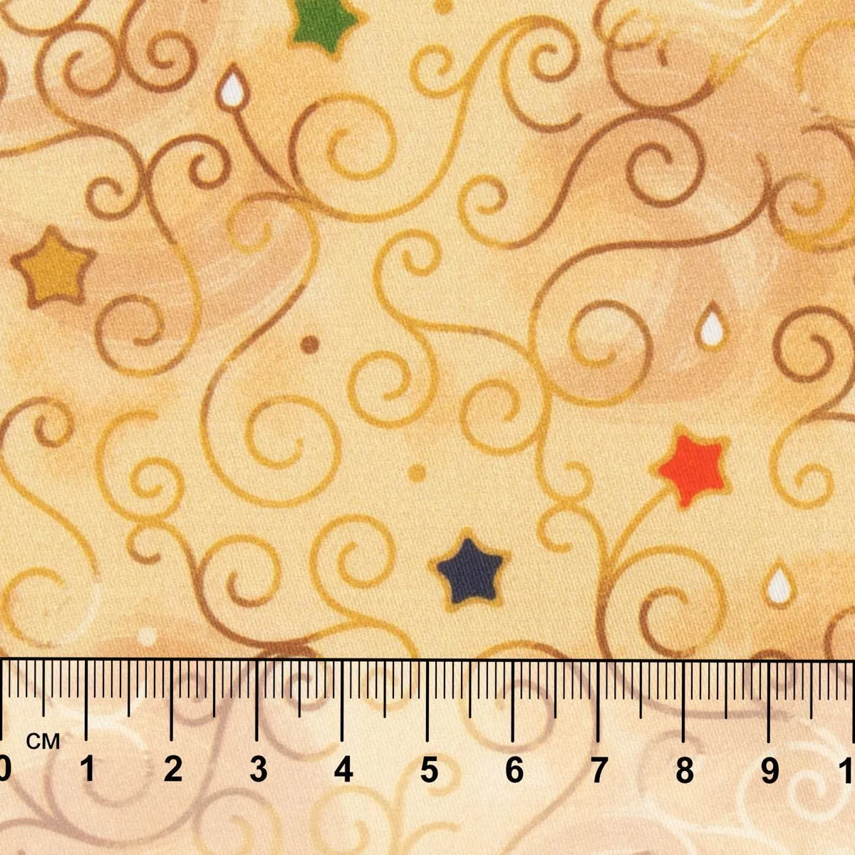Ткань хлопковая НОВОГОДНЯЯ СКАЗКА 50*50см цв.НС-01 бежевый для кукол | 1