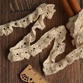 Кружево вязаное на резинке шир.17мм 1метр цв.натуральный (01) TBY-5236.01 для кукол