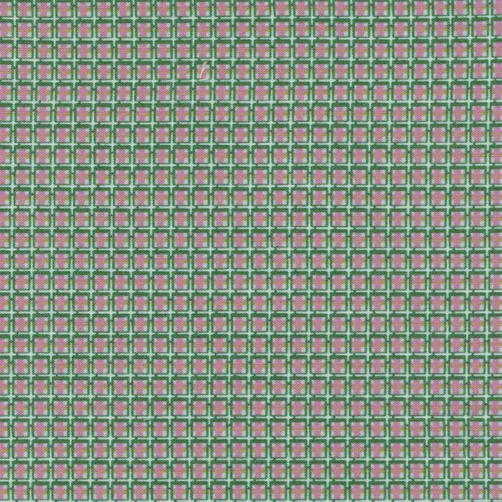 Ткань хлопковая БАБУШКИН СУНДУЧОК 50*55см цв.клетка яр.зеленый/розовый БС-21 для кукол