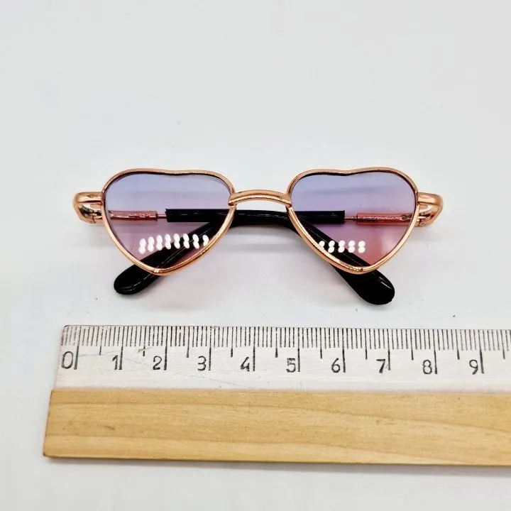 Очки со стеклом Сердце металл 8см цв.сиренево-розовый 245-04 для кукол