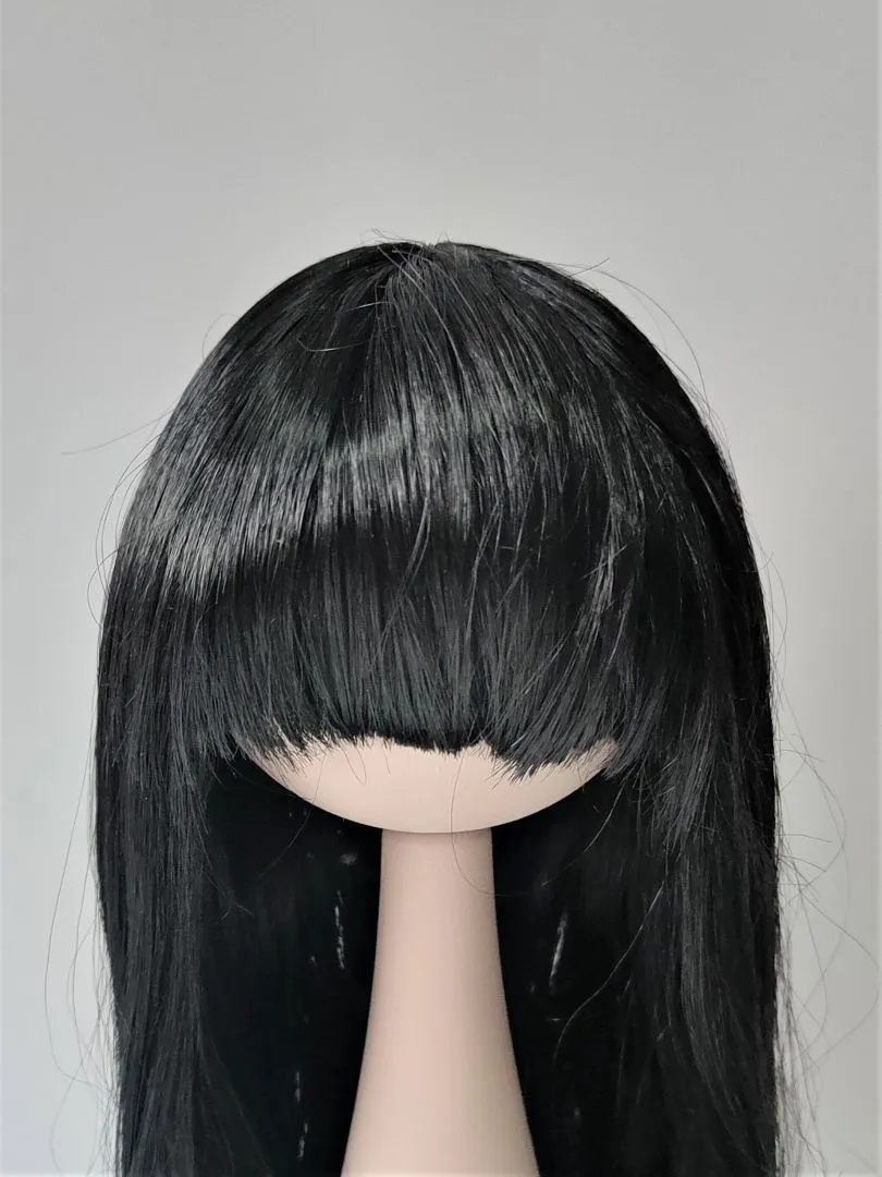 Парик П-101 с челкой цв.чёрный (01) обхват 27см для кукол | 1