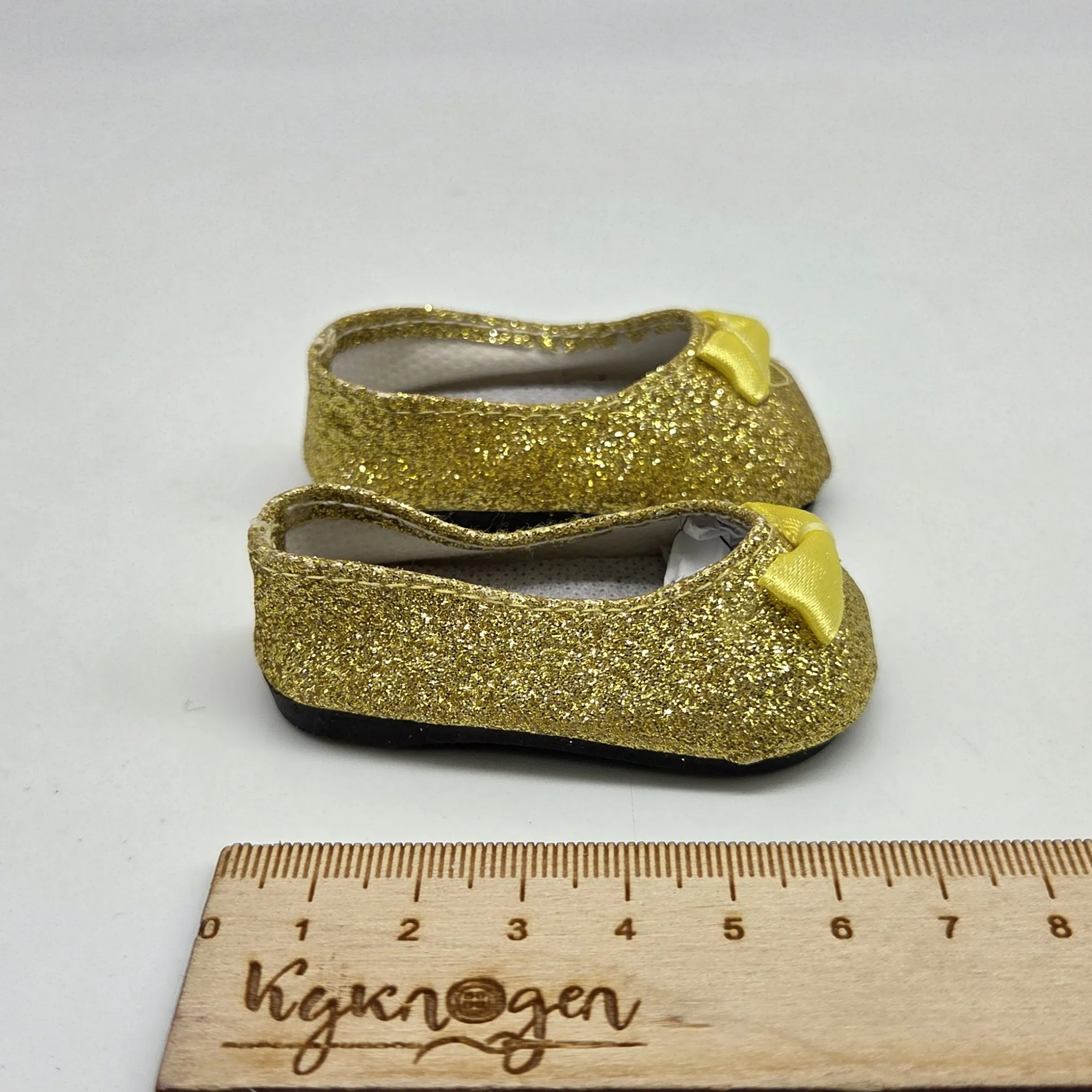 Туфли-балетки с бантиком Т-139 цв.золото 6,8см для кукол | 2
