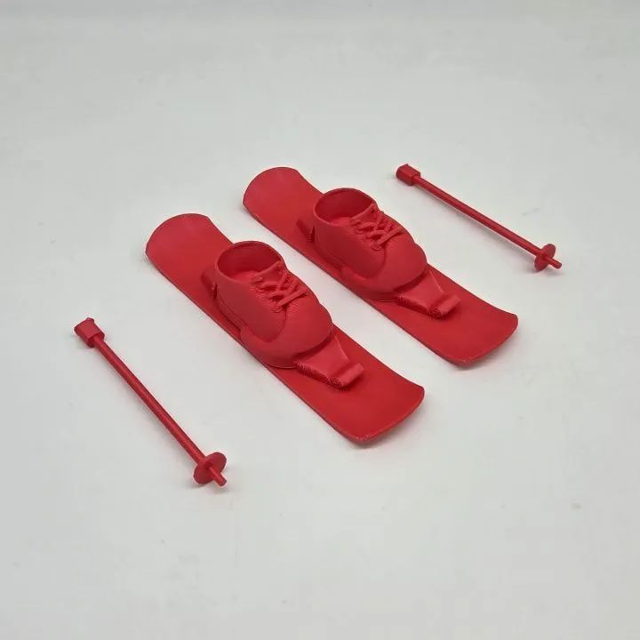 Лыжи с палками и ботинками для кукол (Лабубу 17см) цв.красный (05) 282 для кукол