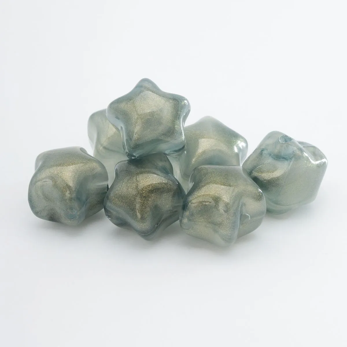 Бусины пластиковые 'дымка' с золотым шиммером, звезда 12,5*11*10,6мм, 50гр. цв.AD009 оливковый 7748706 для кукол | 2