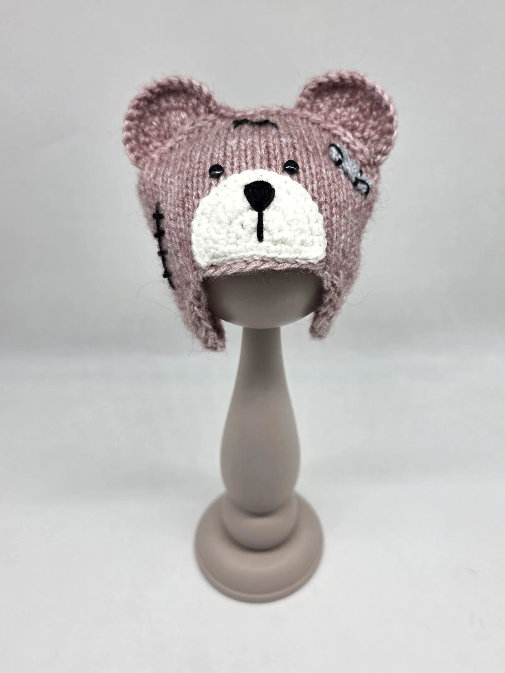 Шапочка-мишка ША-50 цв.брусника (09), обхват 27см для кукол | 1