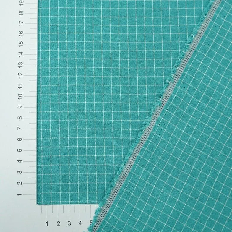 Варёный (стираный) хлопок Клетка (0,8*0,8см) цв.т.мятно-бирюзовом 50*50см 27538 для кукол | 2