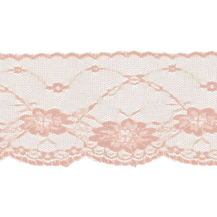 Кружево на сетке LCE-22/№520 шир.88 мм цв.бежево-розовый для кукол