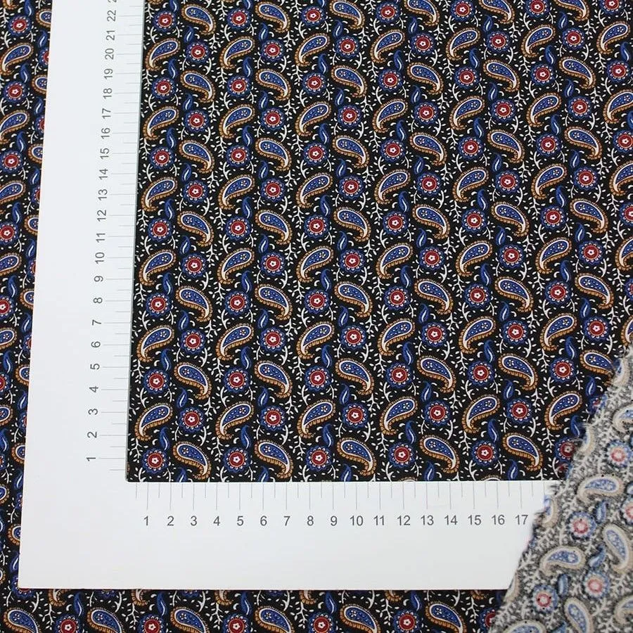 Ткань хлопковая Восточный синий огурец цв.чёрный 50*50см 28080 для кукол | 1