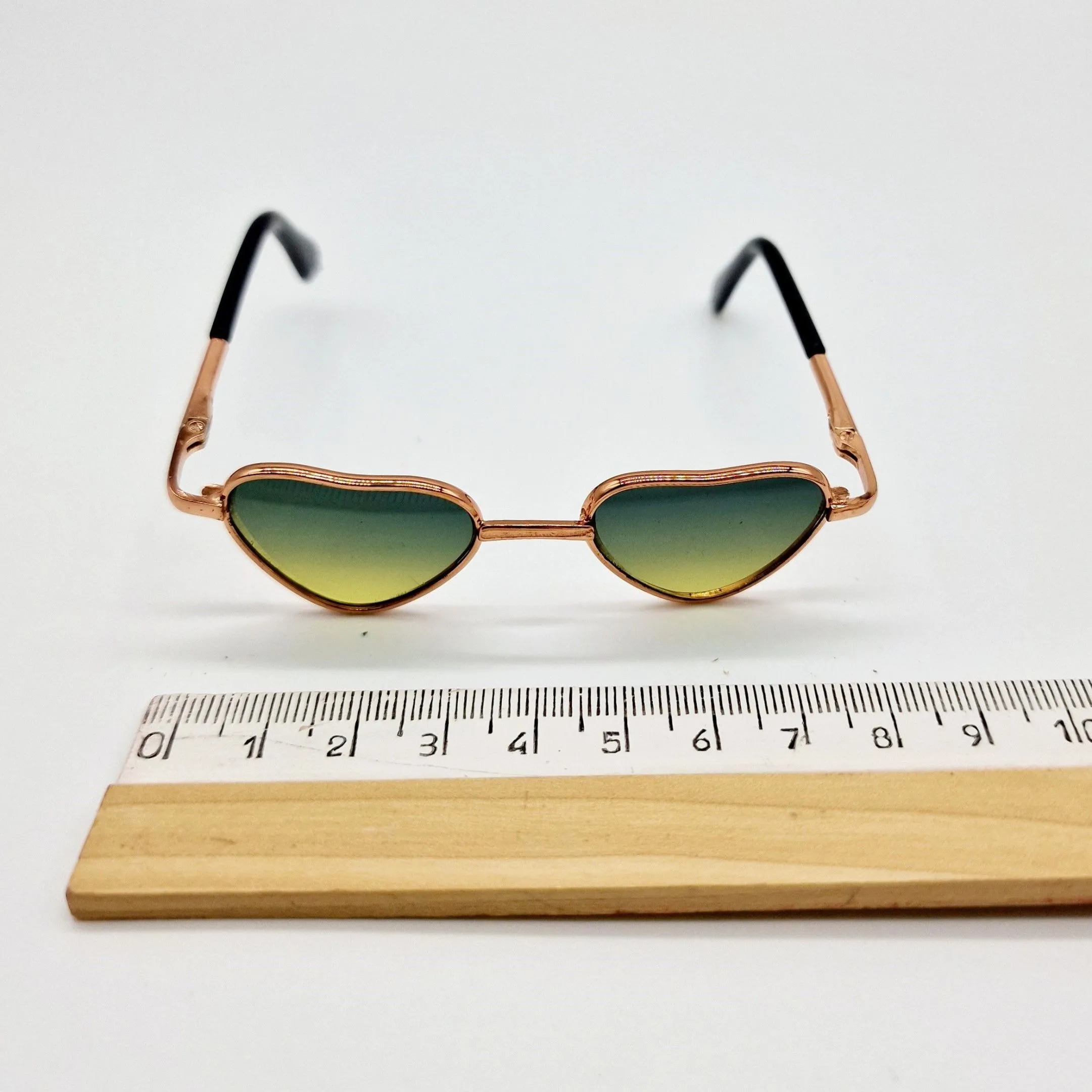 Очки со стеклом Сердце металл 8см цв.зелёный 245-03 для кукол | 1