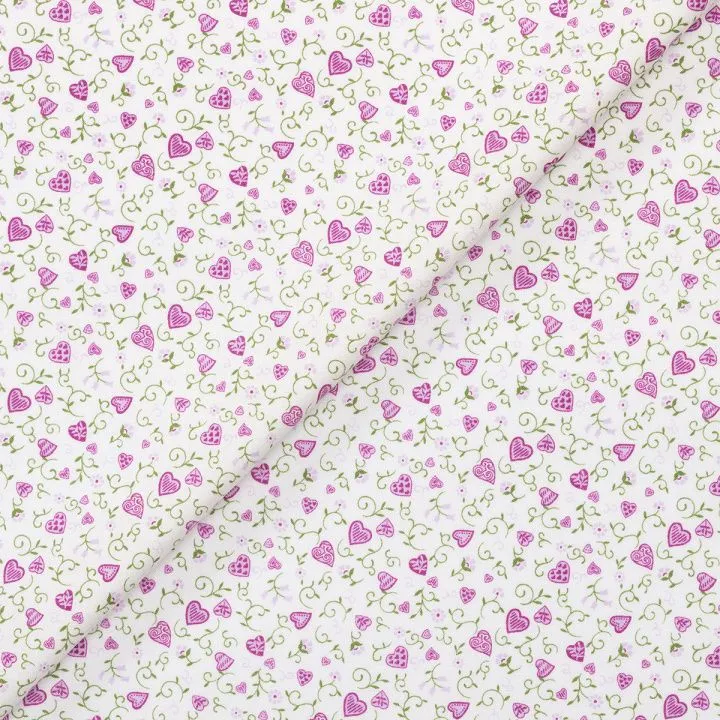 Ткань хлопковая 4517 цв.кремовый/сердечки (102) 50*55см для кукол