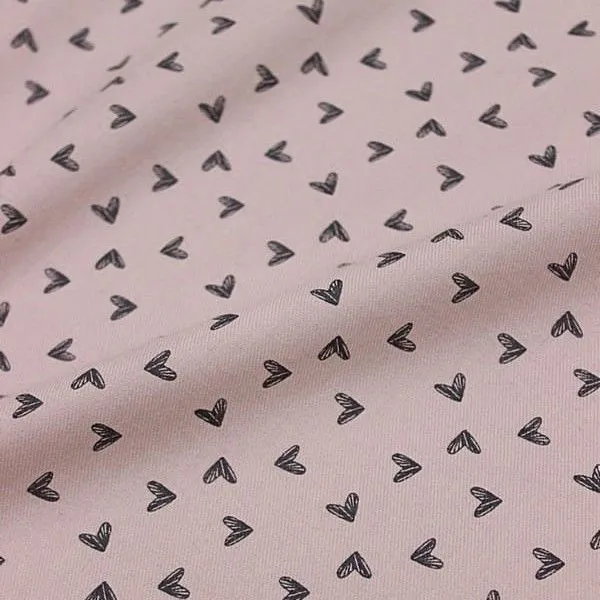 Ткань хлопковая Сердечки цв.бледный серо-лиловый 70*45см 27426 для кукол