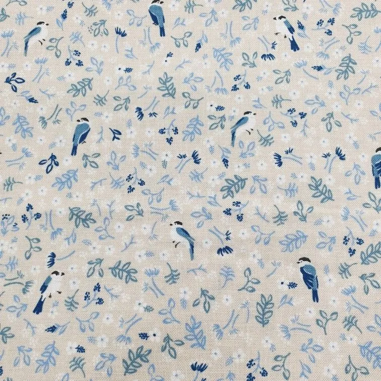 Корейский хлопок Птички 37*50см цв.голубой 88-67 для кукол | 1