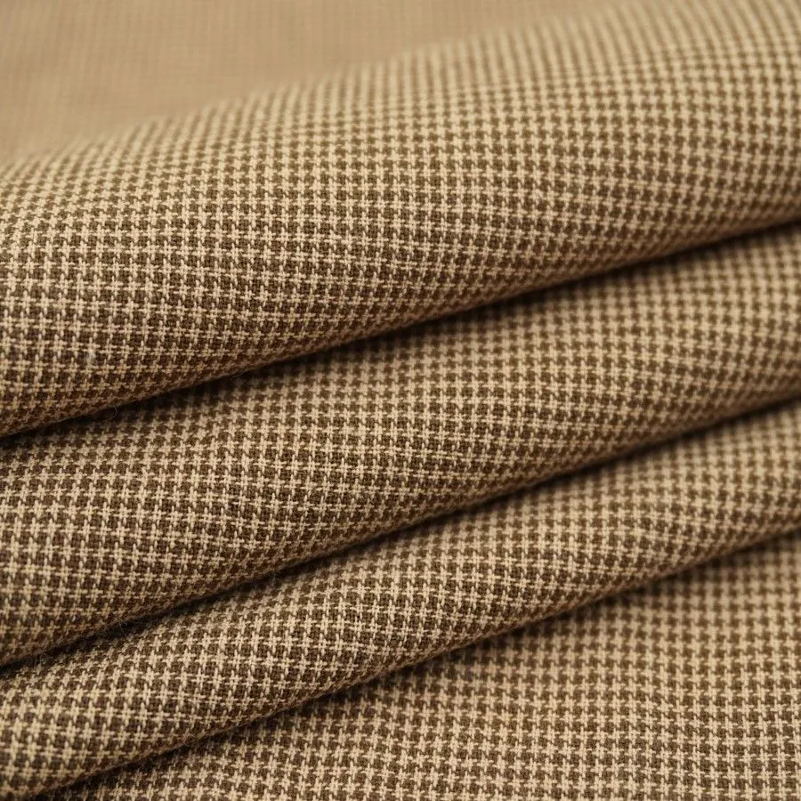 Варёный (стираный) хлопок Микроклетка цв.коричневый/бежевый 57*50см 28051 для кукол | 1