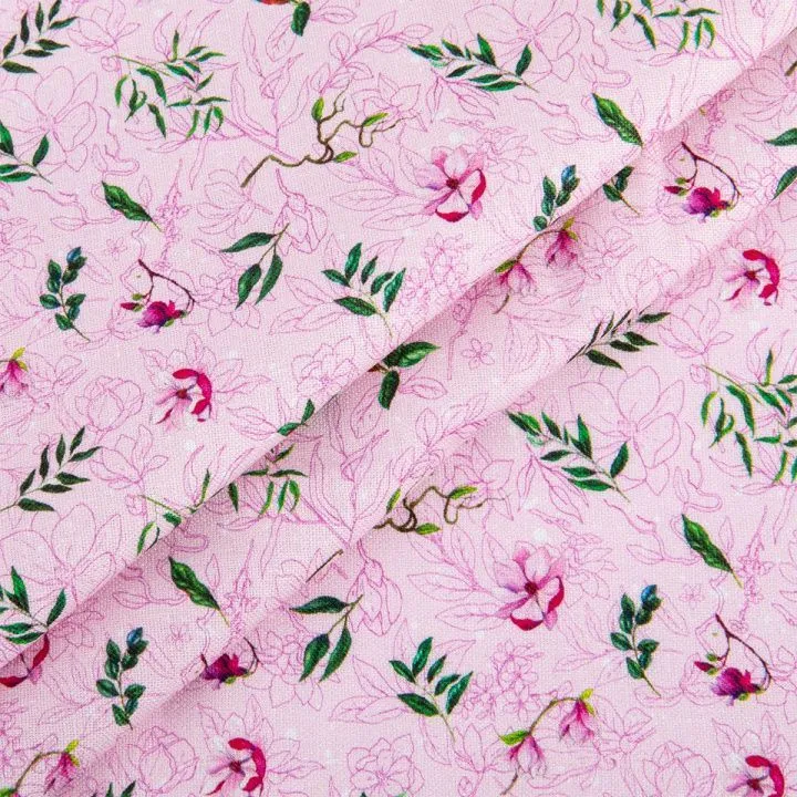 Ткань хлопковая PEPPY ПРЕКРАСНЫЕ МАГНОЛИИ 50*55см цв.ПМ-02 бл. розовый для кукол
